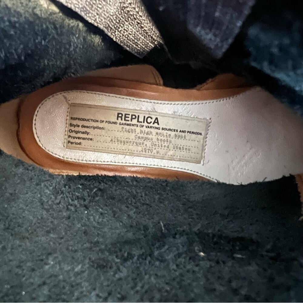 Maison Margiela Replica 70’s Tight High Ankle Campus Leather Boots Size … - Picture 5 of 12